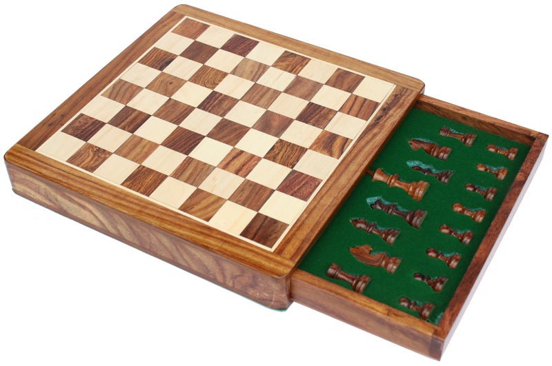 Medieval Replicas Limited Stock - Chess Set 12x12 Magnetic Chess Set Standard Board Game with Chessmen Storage Drawer Handmade in Fine Wood - Non-Folding - Image 3